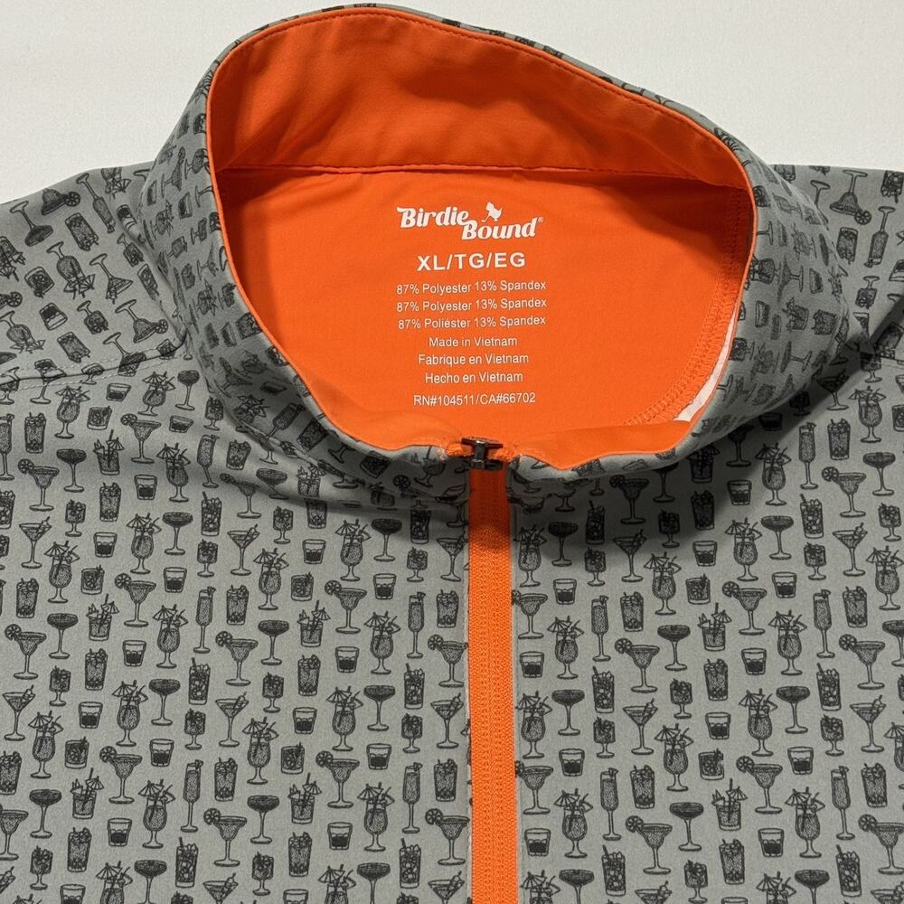 Birdie Bound Men’s Quarter Zip - XL- Gray Cocktails Design- Golf